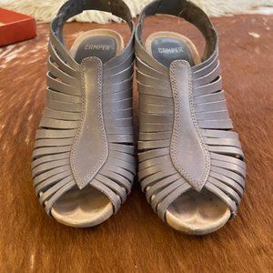 Camper Sling Back Wedge Heel Sandals, size 37, Grey